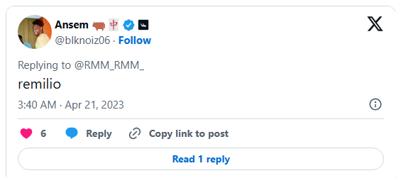 ansem tweeted remilio